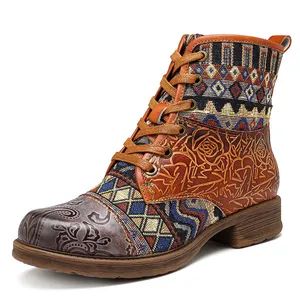 Factory Custom Plus Size Leather Stitching Women Ankle Boots - Guangzhou Lamodie Footwear Ltd - China