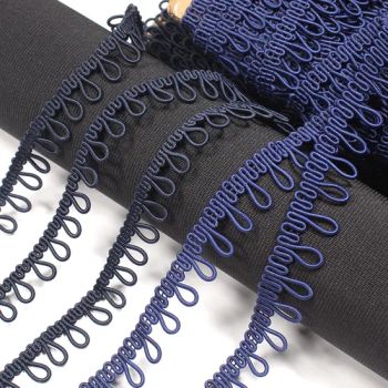Width 1.5cm Blue Polyester Elastic Ear Button Buckle Belt Looped Rubber String Lock Lace Ribbon for Fur Collar Bags Clothing - Phoenix Flame Holdings Limited - China