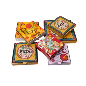 Pizza Boxes with Logo Corrugated Fries Burger Packaging Custom Printed - Qingdao Rainbow Packaging Co., Ltd. - China