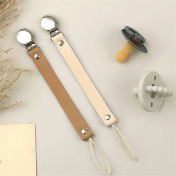 Baby Pacifier Clip Vegan Leather Colourful Beads Dummy Clip Baby Soother Nipple Holder for Baby - HANGZHOU AIFU HOUSEHOLD CO., LTD. - China