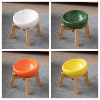 Elegant Ceramic Pet Feeding Bowls with Durable Bamboo Base OEM Yes Food Safe Yes Origin Fujian Eco Product Yes Coating with - Fuzhou Green Life Technology Co., Ltd - China