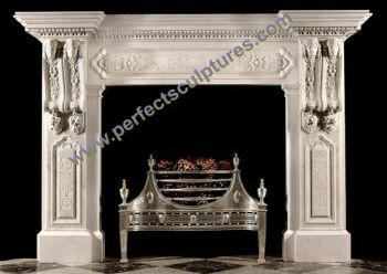 Carving Fireplace Mantel with Stone Marble Granite Sandstone Limestone (QY-LS375) - Quyang Perfect Sculpture Factory - China