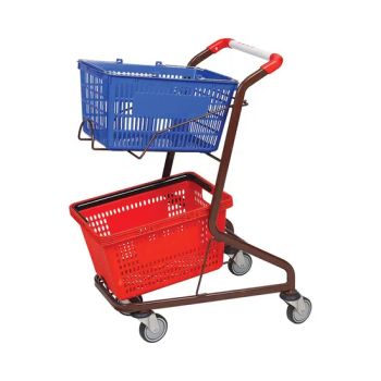 80L Safety Double Baskets Two Layer Metal Steel Shopping Trolley - Changshu Jinsheng Metal Products Factory - China