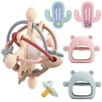 Organic Silicone Baby Teething Toys Teether Autism Sensory Wood Rings Rainbow Silicone Stacking Kids Toys for Babies - GOOD SELLER CO., LTD. - China