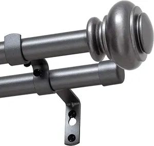 Metal Double Curtain Rods Adjustable Extendable Window Poles MOQ 1000 Shape Round Style Modern Feature Durable Color Customized - Ningbo Mysure Home Products Co., Ltd. - China