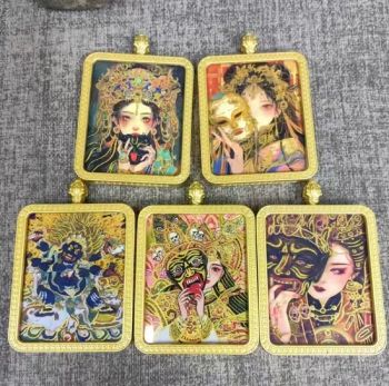 Semi-Handmade and Semi-Photocopied Tangka Buddha Pendant Symbolizing Love Safety Wealth Chinese Feng Shui Amulets Tangka Safety Wealth Pendant Necklace - Zhoukou Tengyu Technology Co., Ltd - China