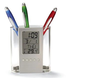 Alarm Clock Pen Holder Tubular Multi Function Office Electronic Digital Clock Calendar Temperature Promotional Gift - Global Custom Solutions Co.,Ltd - China