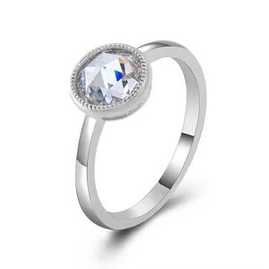 14K Real White Gold Engagement Rings with Moissanite 7.5mm 1.5CT Grey Color Rose Cut Moissanite for Women Wedding Ring - Wuzhou Provence Jewelry Co., Ltd. - China