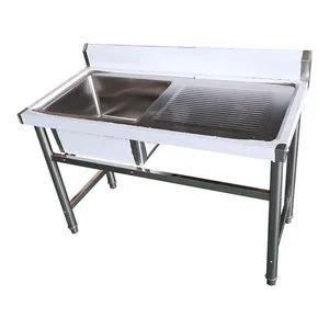 commercial kitchen sinks stainless steel washing basin with drainboard - Shandong Guanbai Catering Equipment Co., Ltd. - China