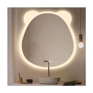 Modern Hotel Wall Mounted Bathroom Semicircle Mirror Backlit Smart Panda Head Shape Bath LED Mirrors with Light - Chaozhou Olaimanni Kitchen and Bathroom Co., Ltd. - China