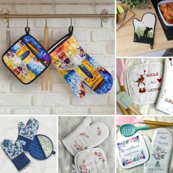Wholesale Price Yiwu Market Personalized Custom Printed Kitchen Oven Heat Resistant Sublimation Oven Mitt Cotton Microwave Souvenir Glove and Potholder Factory - Yiwu Superstar Creation Company - China