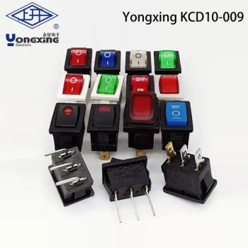 Manufacturer Free Sample Two-Color on-off Rocker Switches Color Black Condition New Model NO. KCD10 Lamp Without Lamp Trademark Yongxing - Shanghai Yongxing Electronic Switch Co., Ltd. - China