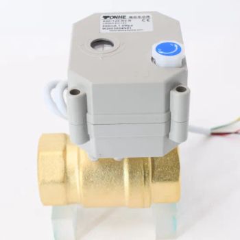 2 Way Electric Control Brass Water Ball Valve Motorized Actuator Brass Ball Valve with Manual Operation (T25-B2-B) - Taizhou Tonhe Flow Control Co., Ltd. - China
