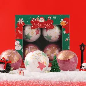 Handmade Organic Christmas Bath Bombs Relaxing Shower Tablets Scented Fizzies Lavender Rose Milk Christmas Bath Gift Set - Huizhou Yajiali Industrial Co., Ltd. - China