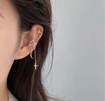 Korean Rhinestone Star Moon Clip on Earrings Trendy Women - Market Union Co. Ltd. - China