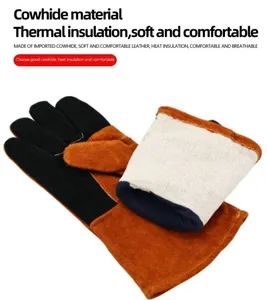 Hand Work Safety Welding Leather Gloves Work Glove Size XL Durable a Length Long Color White Trademark DT Insulation B Model NO. D - SHANDONG DONGTIE LABOUR SUPPLIES CO., LTD. - China