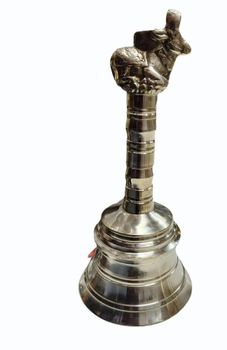 Brass Pooja Hand Temple Bell, Weight/Packaging Size: 90 gm Finish Polish material Brass Length 6 Inches Product Color - Manish Metal & Handicrafts - India