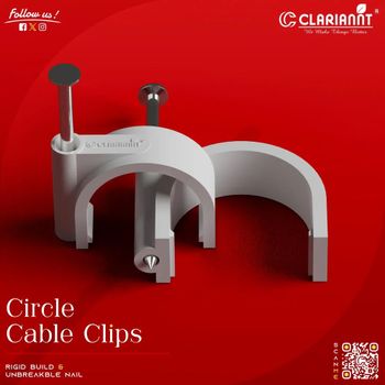 20 mm Clariannt Circle Cable Clips Size 20 mm Color White Brand Clariannt Clip Material HDPE Product Thickness 3mm Product Usage Grasp The Clamp With Your Hand, And Tap The Steel Needle With A Hammer To Fix The - Paras Agencies - India