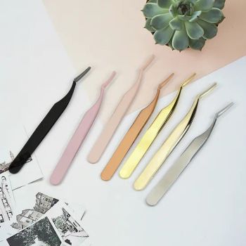 DIY False Beauty Eyelash Extension Tweezer Applicator Tool Stainless Steel Curved Eyebrow Lashes Tweezers - ESHA CO., LIMITED. - China