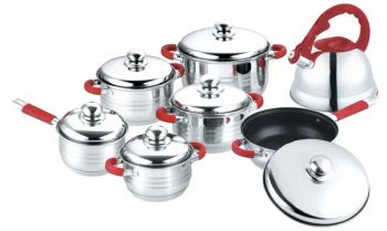 Cost-Effective 13PCS Stainless Steel Cookware Set with Whistling Kettle, Induction Kitchenware with Pots and Fry Pans Popular in South America for Any Cooktops - Jiangmen Tuohui Metal Products Co., Ltd. - China