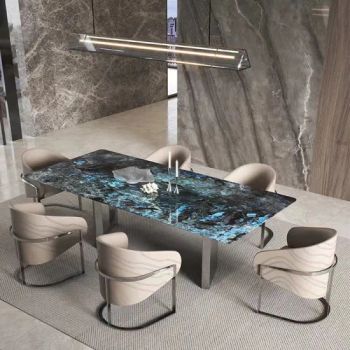 Wholesale Modern Rectangle Marble Dining Table Set 6 Chairs 8 Seater Kitchen Restaurant Home Dining Room Furniture Set - Foshan Sun Gold Furniture Co., Ltd. - China