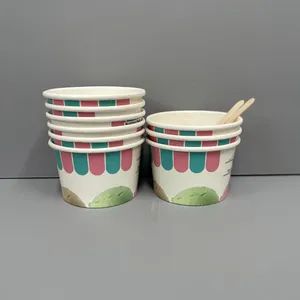 Ice Cream Paper Cup with Paper Lid Customized Design Logo Ice Cream Bowl for Cold Desserts 16oz - Wuhan Amity Eco Tech Co., Ltd. - China
