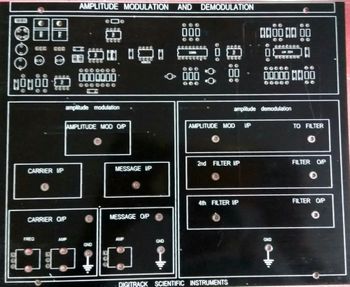 Amplitude Modulation and Demodulation Trainer Kit Amplitude 10v P-p Output Voltage ±12v Patch Cord Type 2mm Fuse Protection - Digitrack Scientific Instruments - India