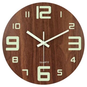 Noctilucence Round Wooden Wall Clocks Silent Quartz Movement Clocks - Skylark Network Co., Ltd. - China