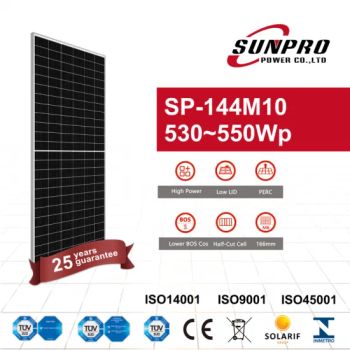 535W 540W 545W 550W 144cells Monocrystalline M10 Solar Panel Solar Energy Panel PV Module Photovoltaic Solar Energy Panel Home Solar Energy System - Zhejiang Sunpro Power Technology Co., Ltd. - China