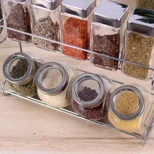 Condiments Storage Jars Set with Organizer Rack Glass Seasoning Jar Set 9 Pieces Kw0010_6 - Shanghai Qihai Toys Co.,ltd - China