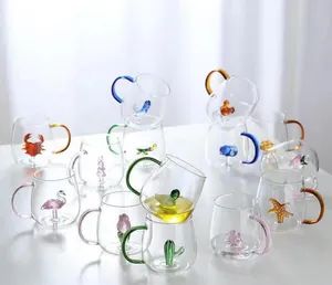 Creative 3D Animal Shaped Cups Duck/Rabbit/Hedgehog/Squirrel/ Snail Shape Wine Cocktail Cup Colorful Water Drinking Glass Cup - JINAN FLAME GLASSWARE COMPANY LIMITED - China