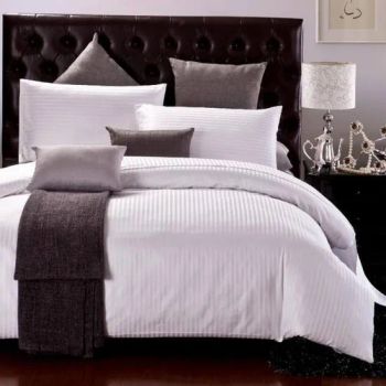 Jacquard Style with Dobby Weft Knit Plain Dyed Pattern 100% Cotton Bleached White Satin Striped Bedding Set Fabric for Home Textile Use - Nantong Aomian Textile Co., Ltd. - China