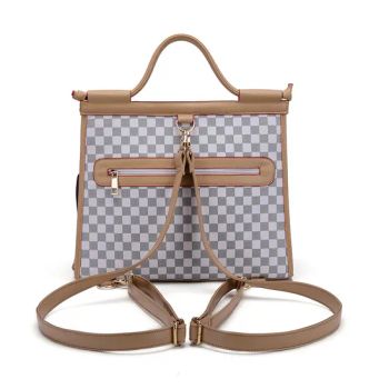 Classic Grid White Dog Outdoor Handbag Cute Pet Carriers Size M Material PU Color White Origin China Condition New Trademark - TOWAY LIMITED - China