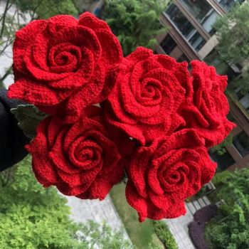 Wholesale Biggest Thai Rose Flower Artificial Thai Rose 100% Handmade Rose Flower Crochet - Sihang Import and Export Trade (Dazhou) Co., Ltd. - China