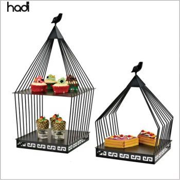 Guangzhou Hadi Wedding Supplies Decoration Arabic Unique Food Stand High Tea Desert Display Luxury Stainless Steel Black Hotel Bird Cage - GUANGZHOU HADI CATERING WARE CO., LTD - China