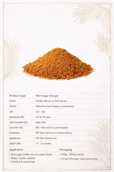 Organik palm sugar powder low moisture 4% from Davi Nusantara Global Organik palm sugar powder low moisture 4% - Davi Nusantara Global - Indonesia