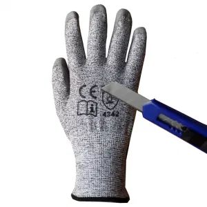 Hppe En388 Glass Garden Protective Anti Cut Level 5 PU Coated Safety Cut Resistant Work Gloves - Lianyungang Sonice Industry Co., Ltd. - China