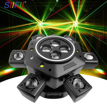 Popular 6 Arms Bee Eyes RGB Spider Beam Wash Laser with Strobe Multi-Effect Moving Head Light Sound Control for Party DJ Stage - Guangzhou Sanfei Stage Lighting Co., Ltd - China