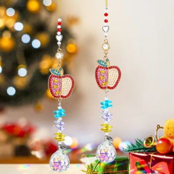 Crystal Apple Suncatcher - Diamond Christmas Ornament with Pearl Accents Window Decor - Yiwu Renrui E-commerce Business - China