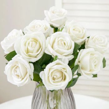 Fake White Roses Artificial Silk Artificial Flowers with Stems - Fuzhou Liandesheng Trading Co., Ltd - China