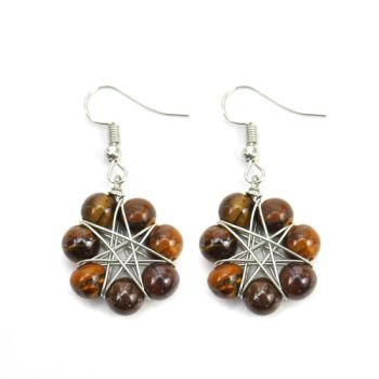 Semi Precious Natural Tiger Stone Agate Scenery Weaving Earrings Jewelry - East Sunrise Jewelry Co., Limited - China