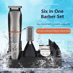 Professional Men's LCD Digital Display Multi-functional 6-in-1 Hair Clipper IPX6 Rechargeable Beard Nose Ear Body Trimmer - Yueqing Fiy Electric Co., Ltd. - China