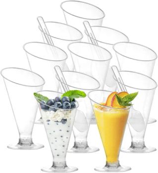 Foraineam 100 Pack Clear 4 Oz Disposable Plastic Champagne Flutes Cocktail Glasses Mousse Cups Reusable Parfait Appetizer Cups - Condon Trading(Shanghai) Co., Ltd. - China