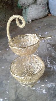 Golden Hand Crafted Brass Basket, Polish Weight 2kg Color Golden Handmade Yes Finish Type Polish Packaging Type - Z M Handicrafts - India