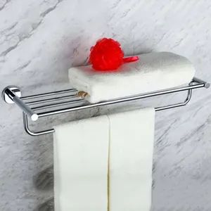 Bathroom Luxury Solid Brass Bathroom Wall Mounted Bathrobes & Bath Towel Racks Polished Chrome Towel Shelf - D&S TECHNOLOGY CO.,LTD - China