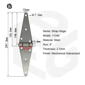 Factory Direct 6" Strap Hinge - 2.7mm Mechanically Galvanized Steel - Zhongshan Safe and Firm Hardware Products Co., Ltd. - China