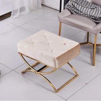 Italy Design Golden Steel Fabric Seat Stools Ottomans MOQ 60PC Rotary Fixed Quality High Condition New Model NO. S025 Cushion - Foshan Qiancheng Furniture CO.,LTD. - China