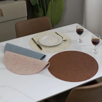 Table Mats PVC Leather Placemat Mat for Table Decoration Shape Round Weight 127g Style Modern Waterproof Yes Model NO. - Taizhou real houseware Co., Ltd - China