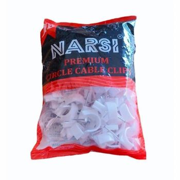 Plastic White Narsi Circle Cable Clips Size 25 mm Brand Narsi Color White Packaging Type Packet Clip Material Plastic Packaging Size - Awasthi Traders - India