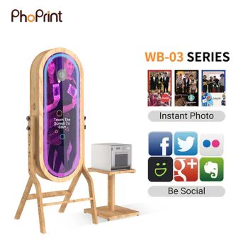 Instant Print Vintage Photo Booth Selfie Touch Screen Mirror Wooden Photo Booth with Camera - Guangzhou Reyeah Technology Co., Ltd. - China